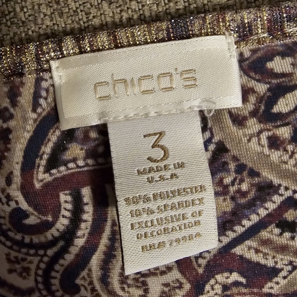 Chico's Purple Gray Velvet Silver Paisley Elegant Contemporary Blouse Sz 3/XL - Picture 3 of 6